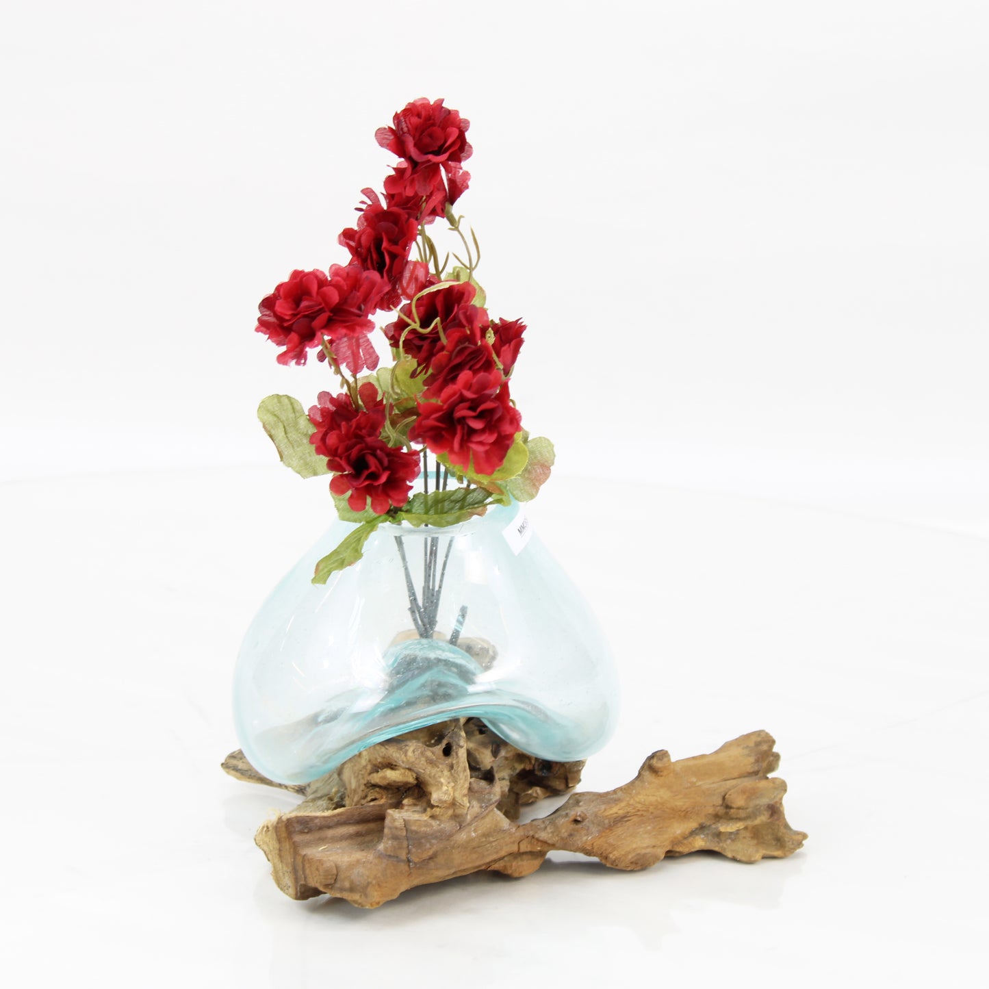 Bali Molten Glass on Teak Wood Base Vase MM365C4