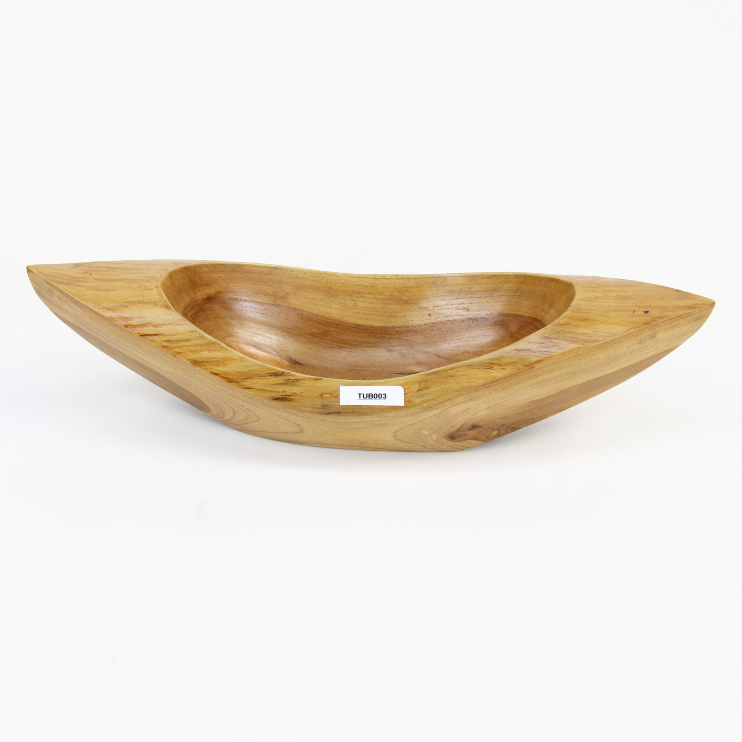 Teak Wood Carved Canoe Bowl TUB003