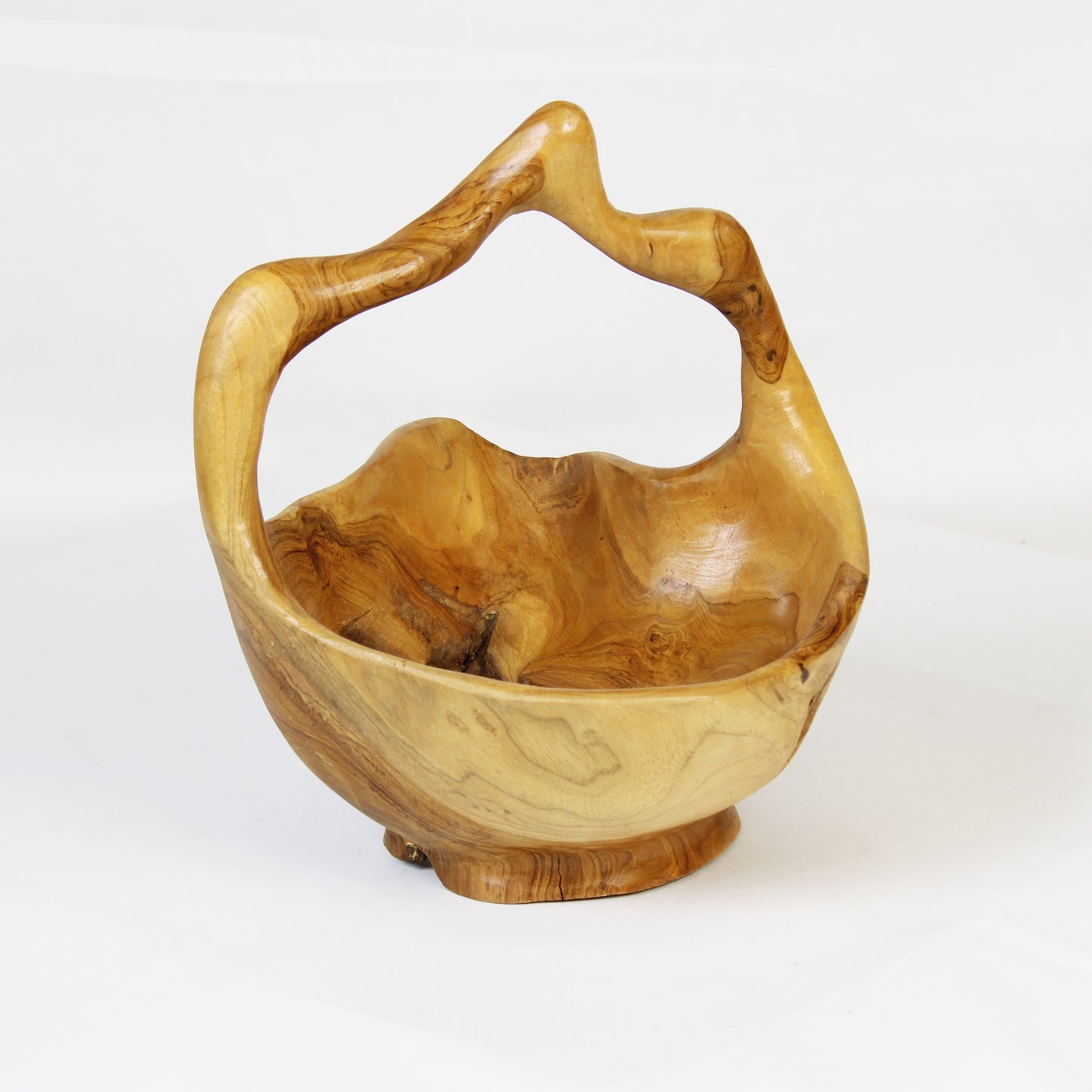 Hand Carved Teak Wood Basket HCB001