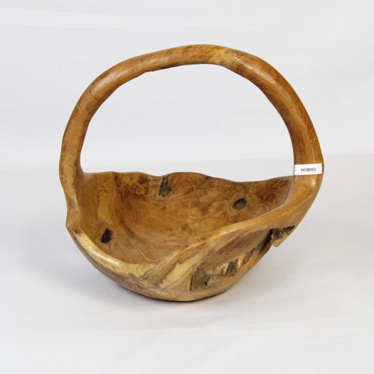 Hand Carved Teak Wood Basket HCB002