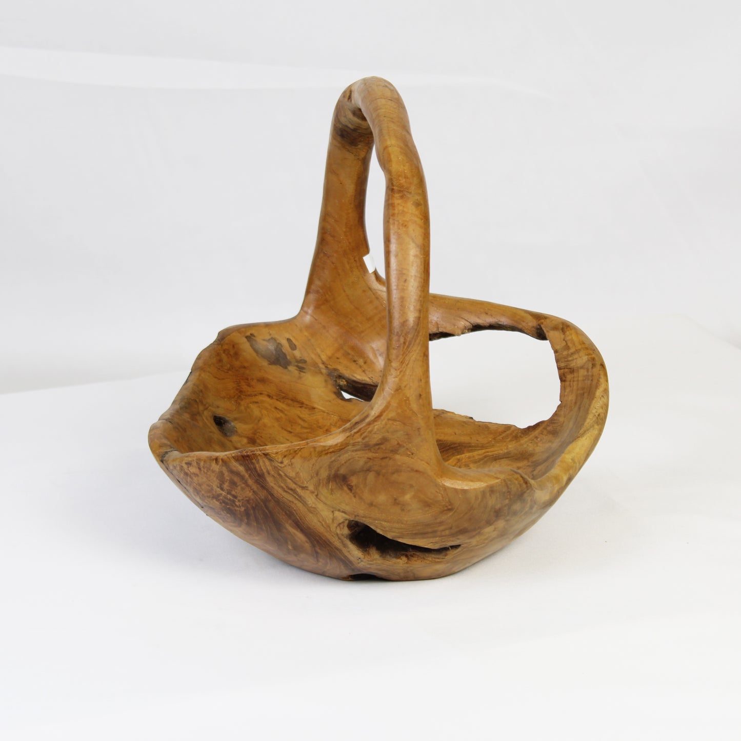 Hand Carved Teak Wood Basket HCB002