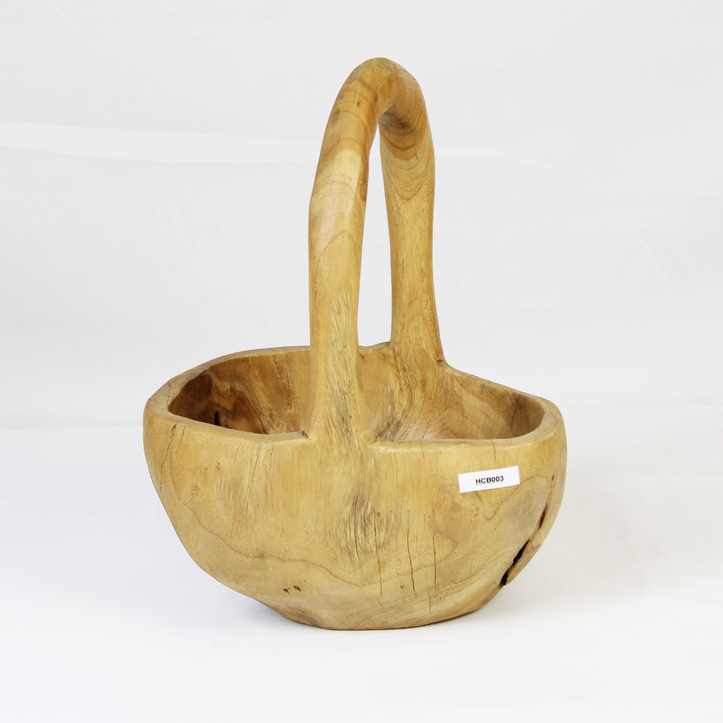 Hand Carved Teak Wood Basket HCB003