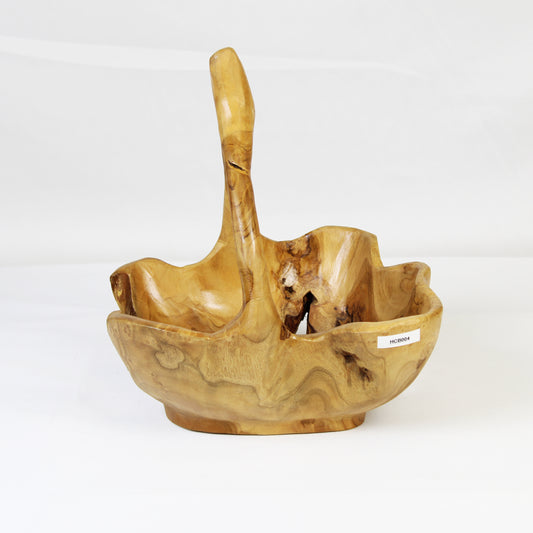 Hand Carved Teak Wood Basket HCB004