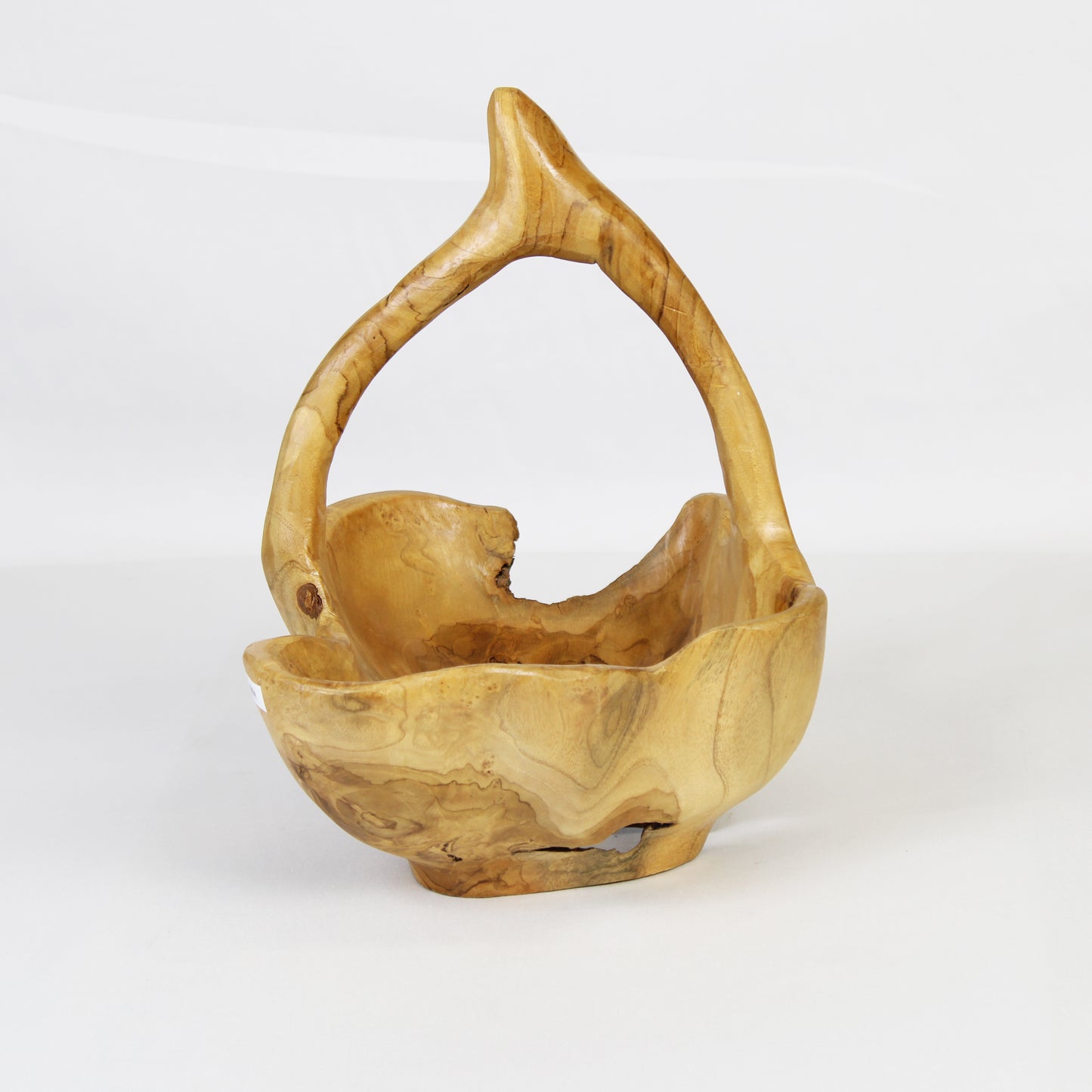 Hand Carved Teak Wood Basket HCB004