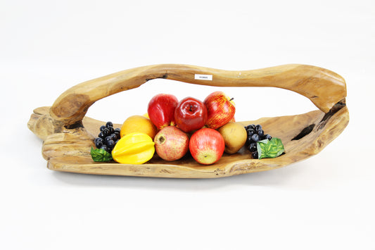 Hand Carved Teak Wood Platter Fruit Basket Tray HCB005