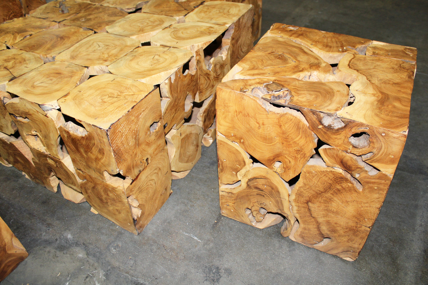 Teak Solid Wood Block Coffee Table 5 Pcs Sets TWBT07