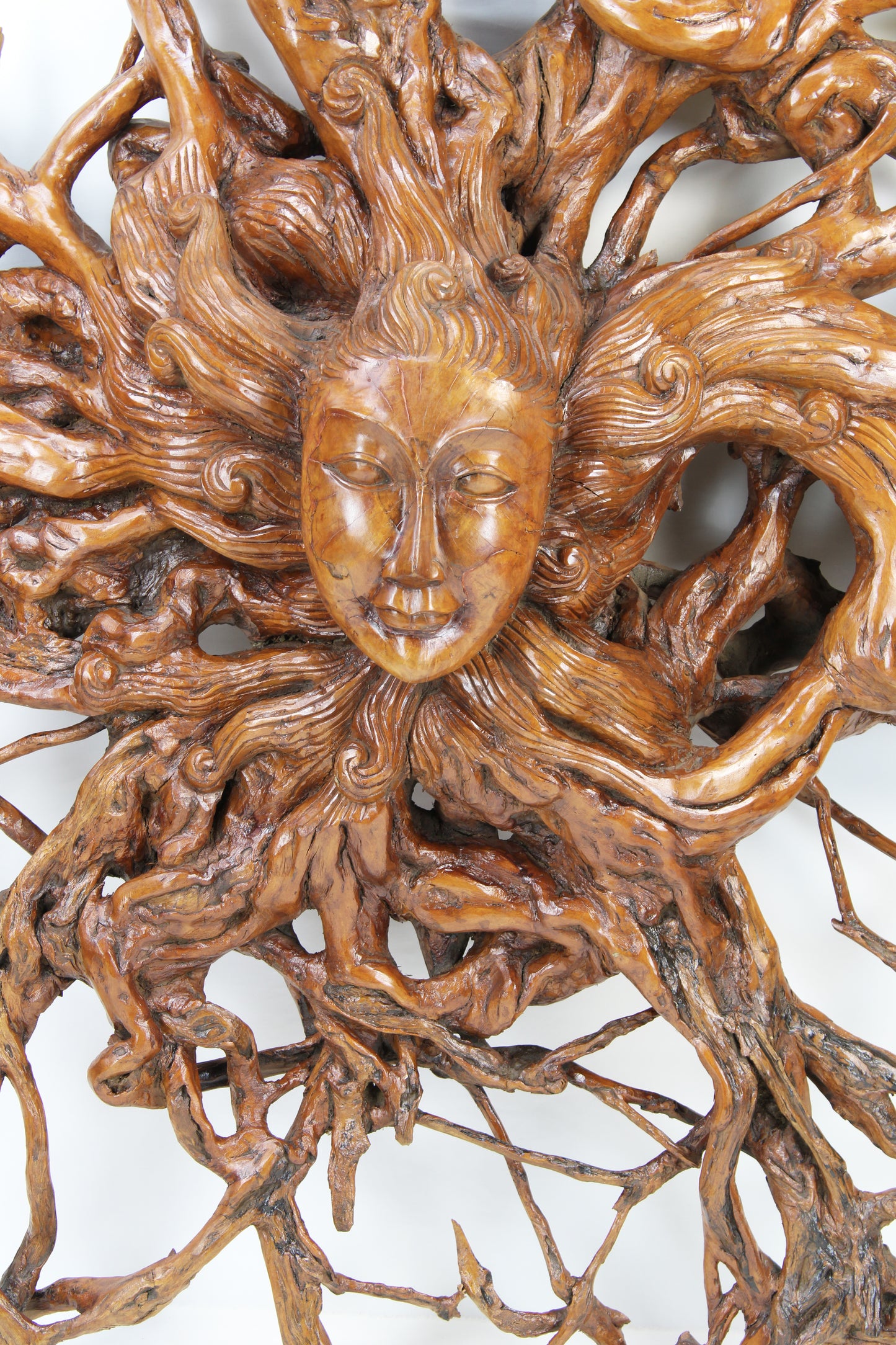 Teak Root Carved Nature Sun Goddess TWDM30