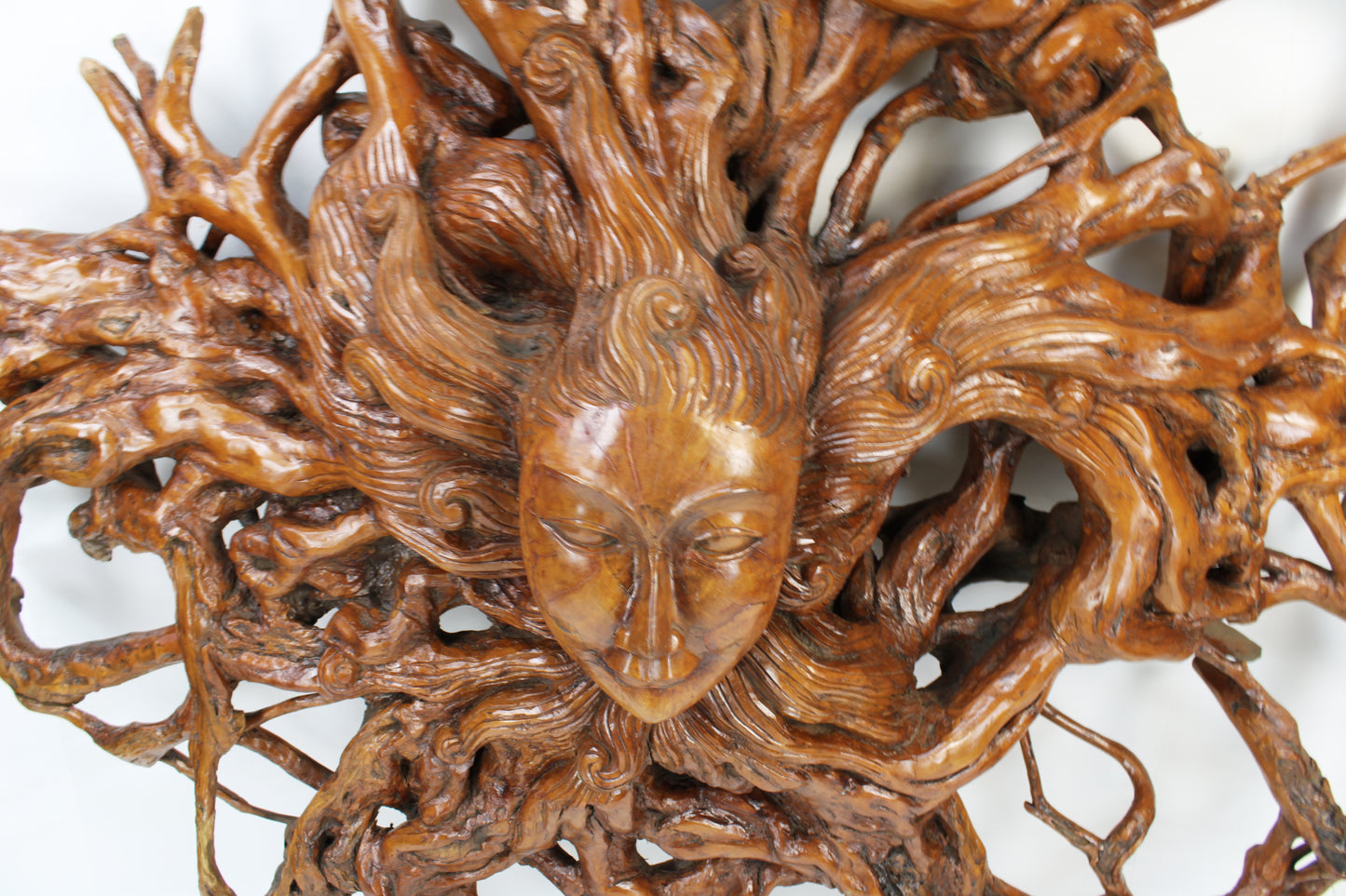 Teak Root Carved Nature Sun Goddess TWDM30