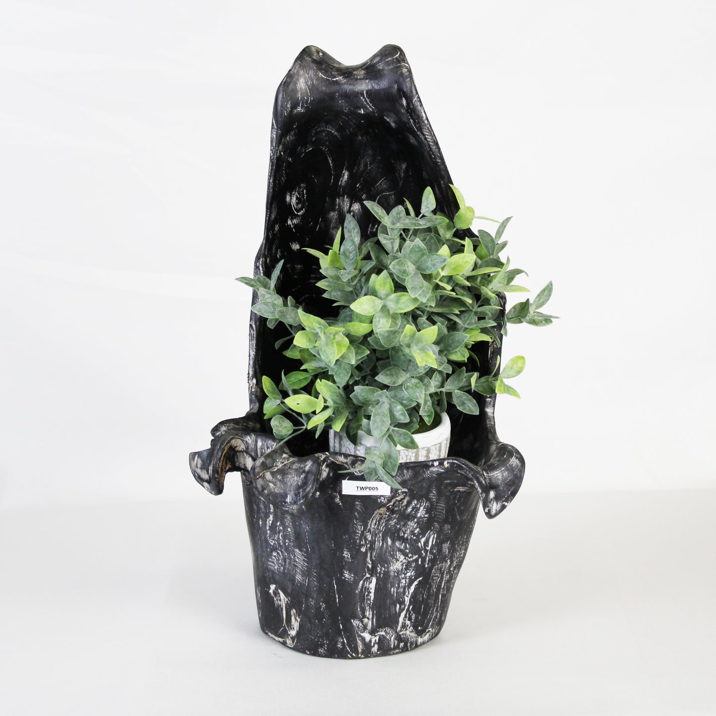 Teak Wood Planter Black TWP005