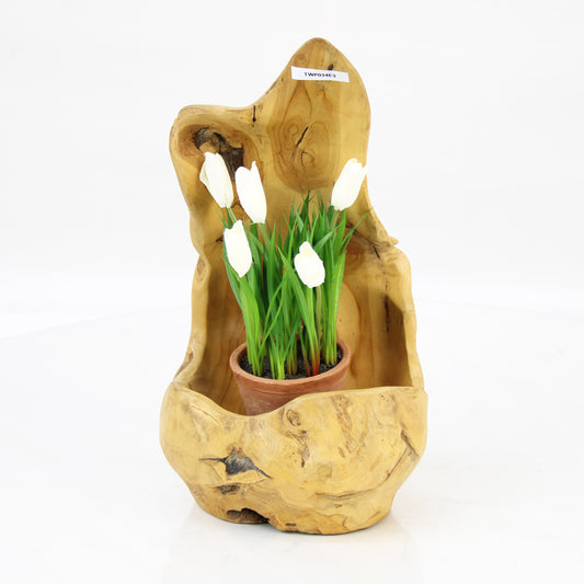 Teak Wood Planter Natural TWP034E3