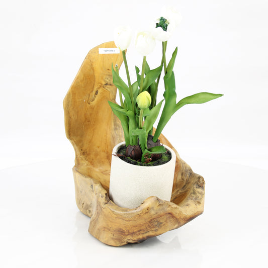 Teak Wood Planter Natural TWP035E3