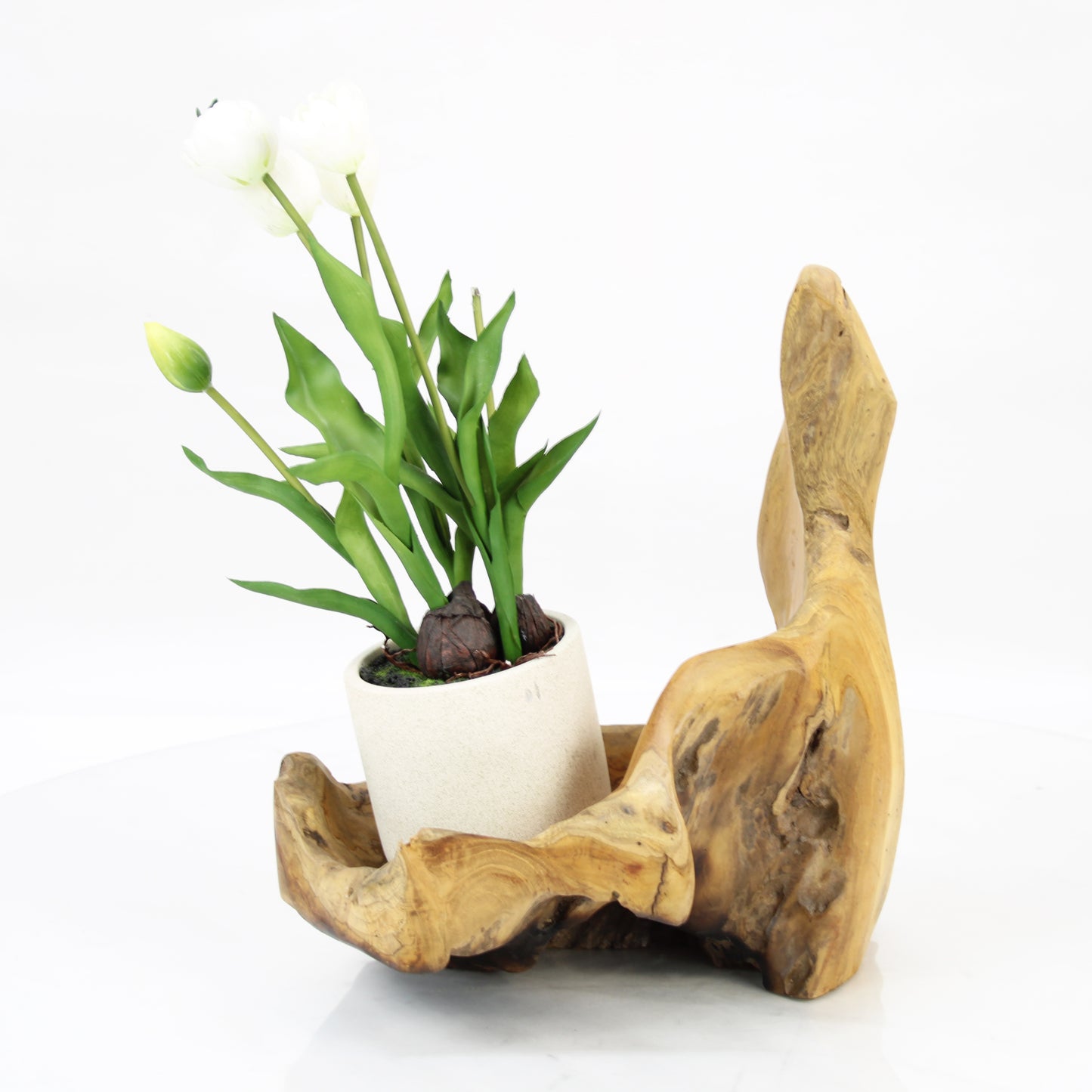 Teak Wood Planter Natural TWP035E3