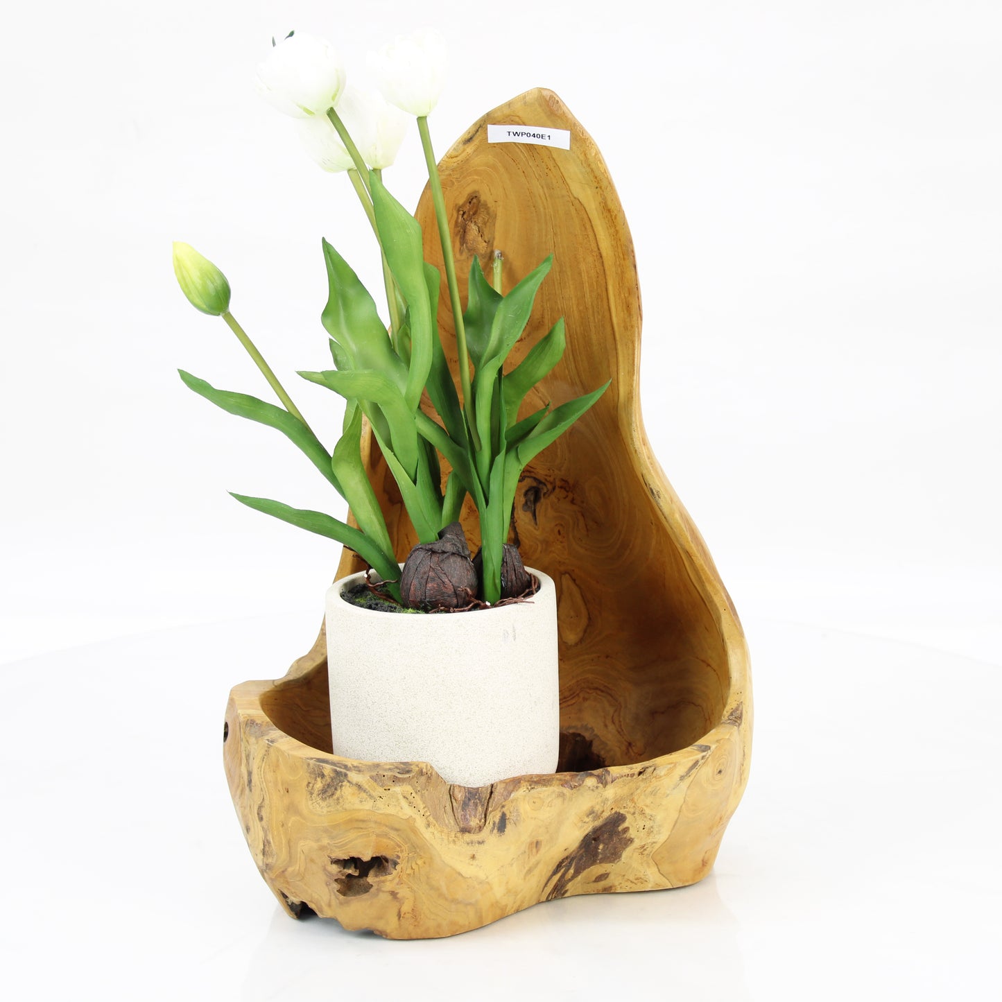 Teak Wood Planter Natural TWP040E1