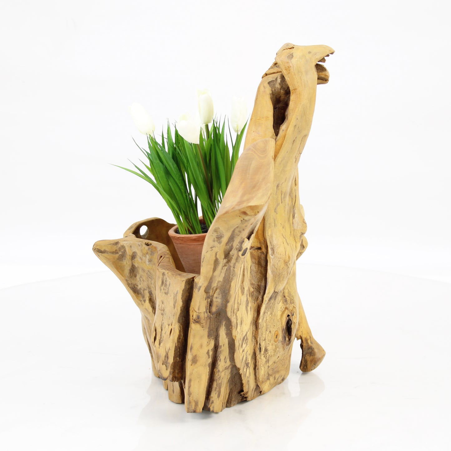 Teak Wood Planter Natural TWP044E1