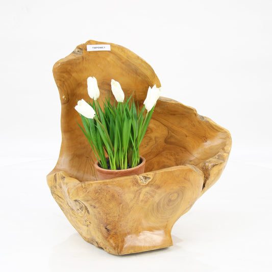 Teak Wood Planter Natural TWP048E1