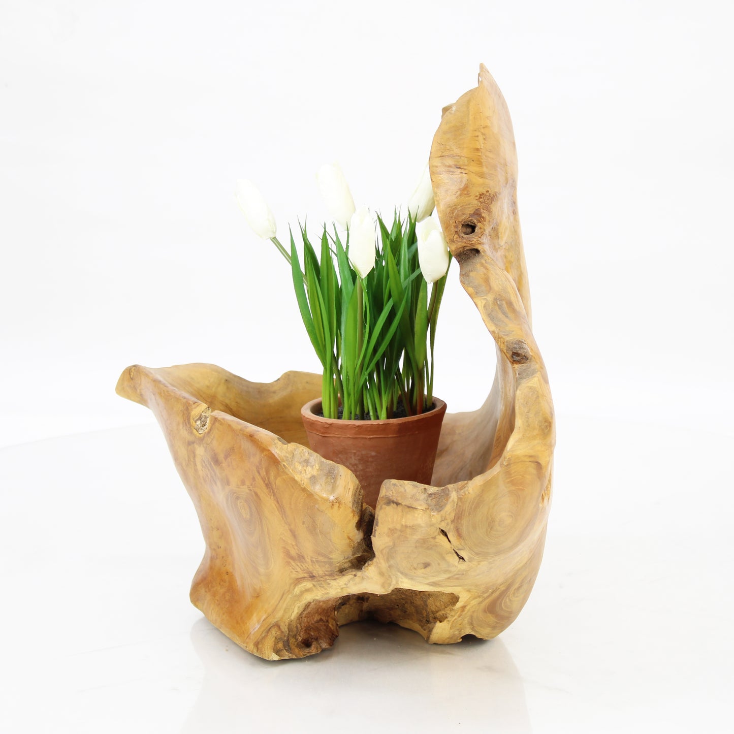 Teak Wood Planter Natural TWP048E1