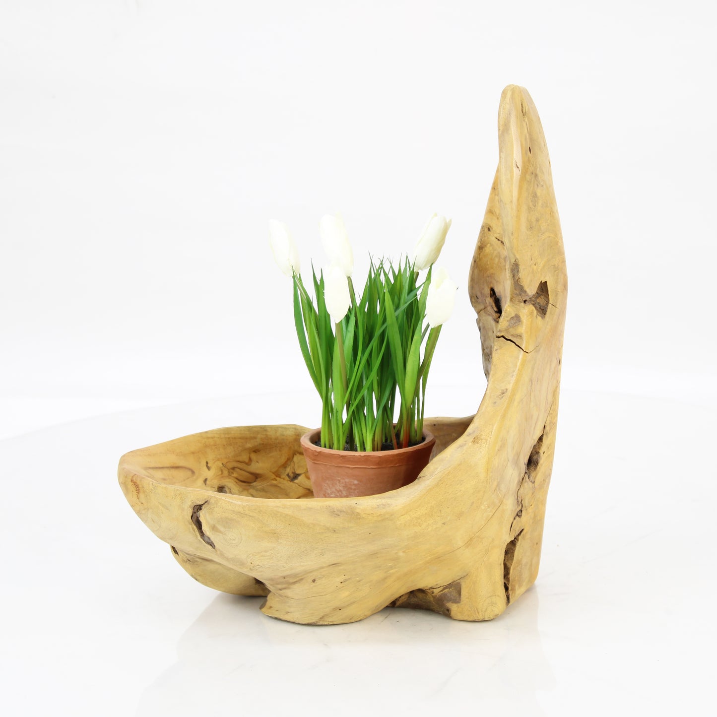 Teak Wood Planter Natural TWP058E1