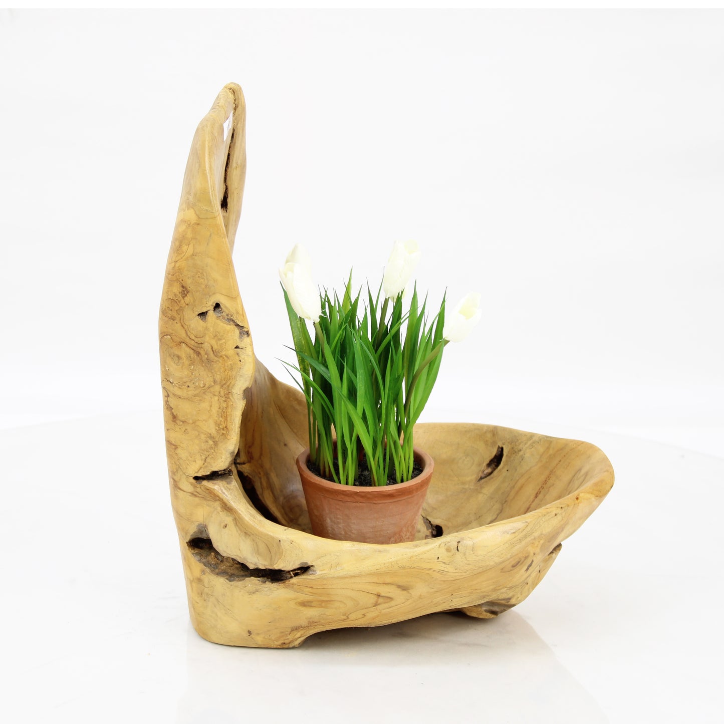 Teak Wood Planter Natural TWP058E1