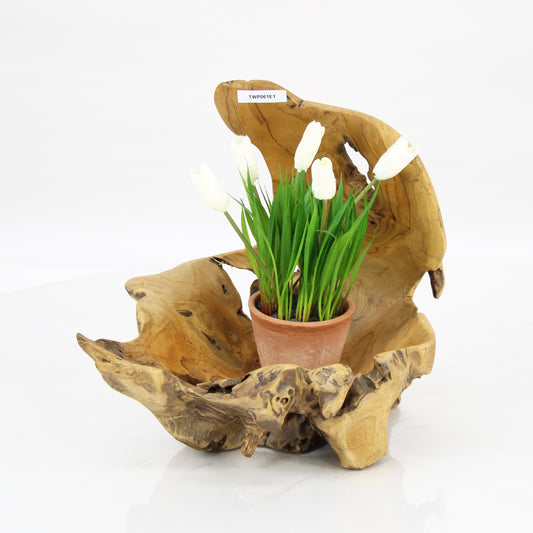 Teak Wood Planter Natural TWP061E1