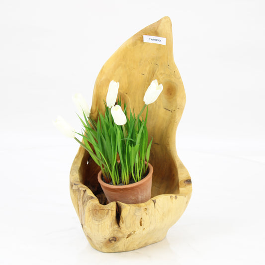 Teak Wood Planter Natural TWP065E1