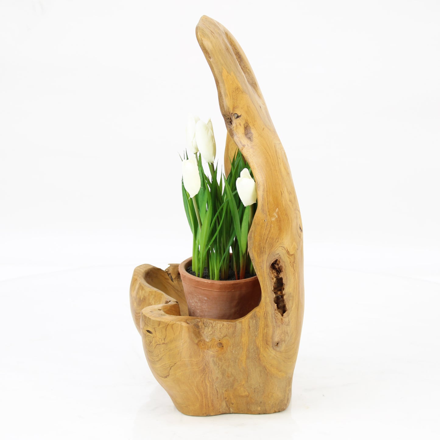 Teak Wood Planter Natural TWP073D1