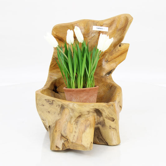 Teak Wood Planter Natural TWP079D1