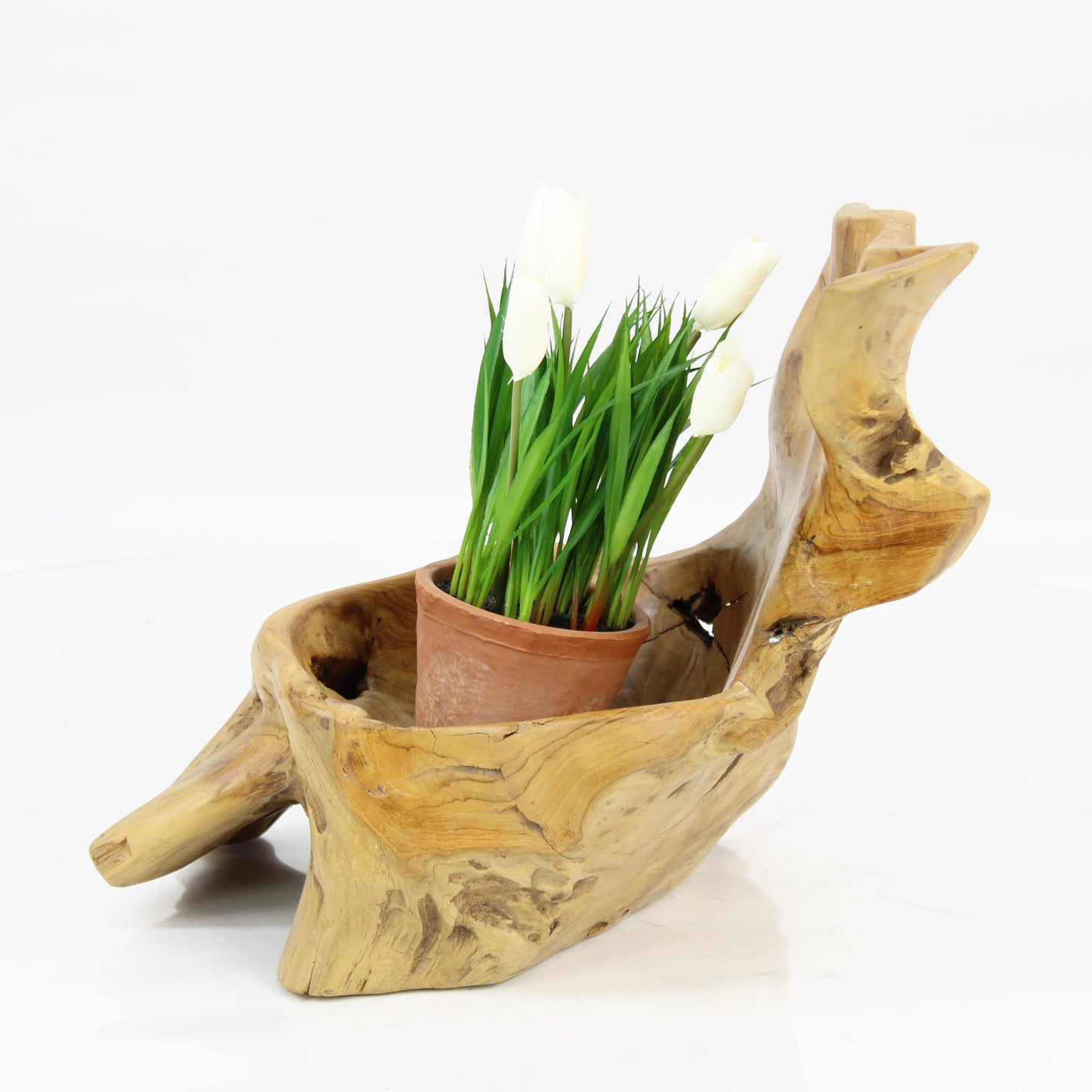 Teak Wood Planter Natural TWP079D1