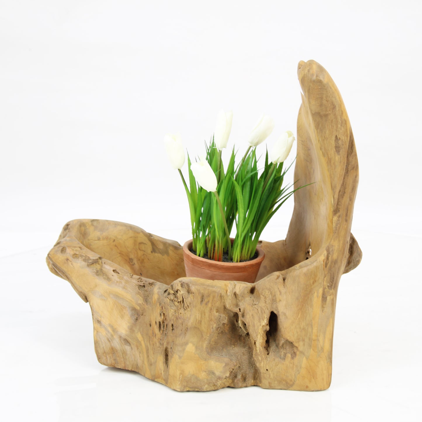 Teak Wood Planter Natural TWP093D4