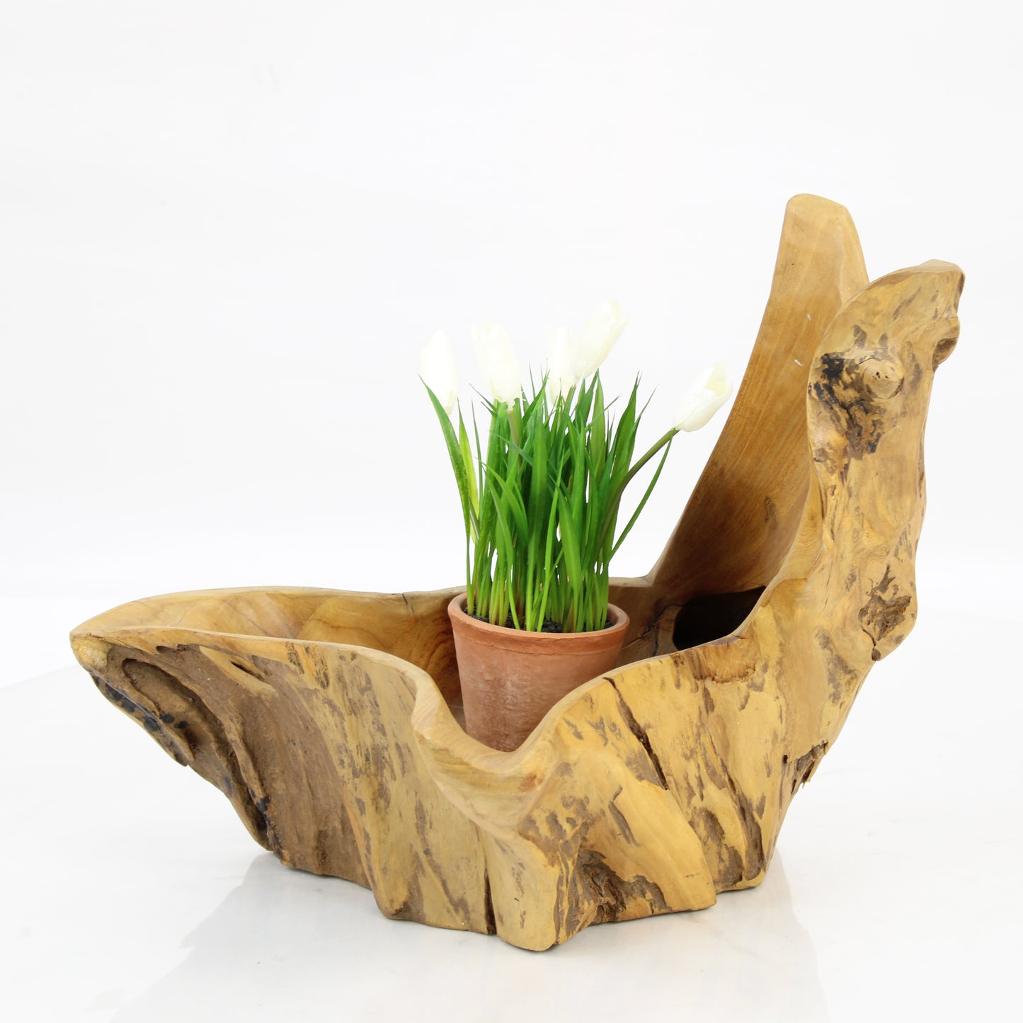 Teak Wood Planter Natural TWP098D4